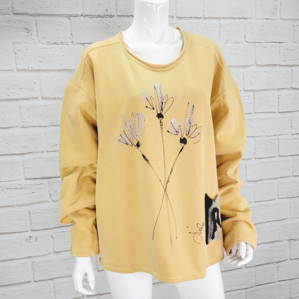 Kunky's Hand Painted Boxy Sweatshirt "Flowers" Size:XL NWOT!